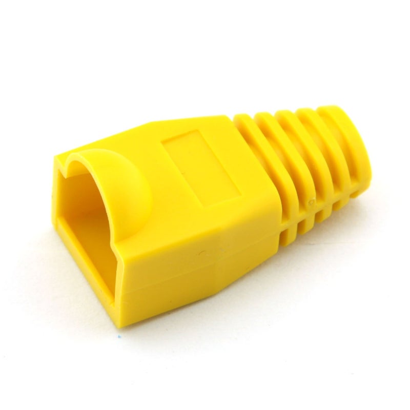 Maxmoral ماكس مورال 100 حزمة كابل شبكة إيثرنت CAT5E CAT6 RJ45 مع أحذية تخفيف الضغط - أصفر - Image 2